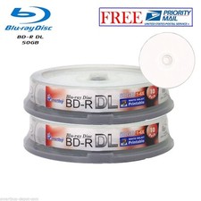 20 Pack Smartbuy White Inkjet Printable Blu-ray BD-R DL Dual Layer 6X 50GB Disc picture