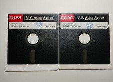 DLM US Atlas Action for Apple II - 1986 Map Geography 5.25 Floppy Software Disks picture
