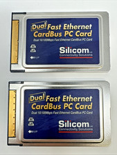 Lot of 2 Silicom Dual Port Fast Ethernet CardBus PC Card 10/100 PCMCIA NIC picture