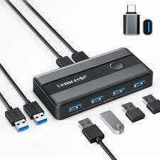 Lemorele USB 3.0 Switch Selector 2 Computers Sharing 4 USB Devices 4-Port USB Pe picture