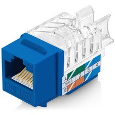 Everest 45° Angled RJ45 Cat6 Keystone Jacks 100Pack in Blue picture