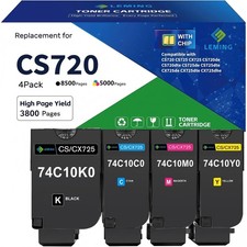 CS720 CS725 CX725 Toner Cartridges 4 Pack with Chip Replacement for Lexmark picture
