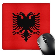 3dRose Flag of Albanian black double headed eagle Mouse Pad, 8 by 8 inches picture