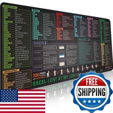 Pixiecube Excel Cheat Sheet Desk Pad Extended Large XL Gaming Mousepad picture
