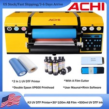 【US】ACHI A3 2 In 1 UV DTF Printer Laminat Sticker Printer Varnish Transfer Print picture