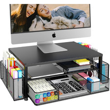 Desk Organizer and Accessories, 2 Tier Computer Monitor Stand Riser with Drawer picture