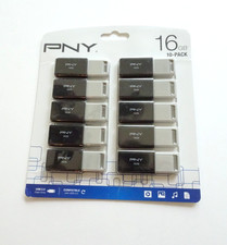 PNY P-FD16GX100DM-EF2 16GB USB 2.0 Flash Drive 10-Pack Black/Gray NEW picture