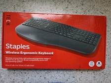Staples Wireless Ergonomic Keyboard Black USB Scroll Wheel QWERTY EN 573189 picture