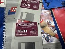 IBM PC Game 1986 NFL Challenge XOR Complete Box, Disks, Manuals, Playbook picture