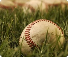 Baseball In Grass On Field Thick Mouse Pad picture