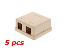 5 pcs pack lot - 2-Port Dual Keystone Jack Surface Mount Housing Box - Ivory picture