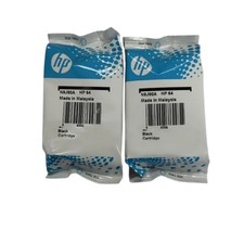 Genuine New HP 64 Black Ink 2PK N9J90AN 3YP22AN OEM Sealed Bags Exp Apr 2026 picture