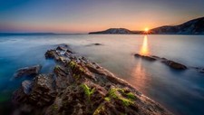 Landscape england coast nature sunset mist reflection Custom Gaming Mat Desk picture