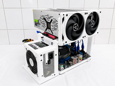 3xGPU AI White mATX Open Frame - GPU Rig for Machine Learning & Crypto Mining picture