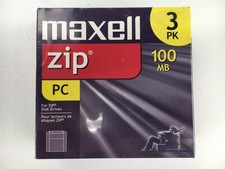 Maxell Zip Disk Qty 3 PK 100 MB Megabyte New Factory Sealed picture