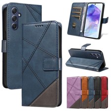 Luxury Splice Leather Wallet Cover Case For A06 A16 A05 A15 A35 A55 A32 A53 A54 picture
