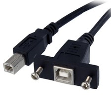 Startech USBPNLBFBM3 3ft Panel Mount USB Cable B M-F Black picture