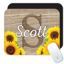 Gift Mousepad : Sunflower Personalized Name Flower Floral Yellow Decor Scott picture