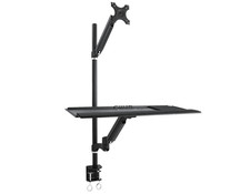 Monmount Sit-Stand Ergonomic Monitor Desk & Keyboard Mount - Easy Clamp To Desk picture