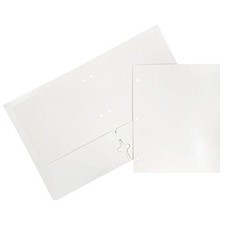  Laminated Two Pocket Glossy 3 Hole Punch School Folders - 6 Per Pack White picture