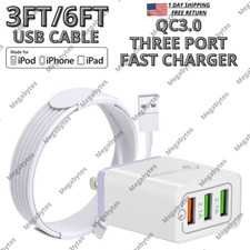 Fast Wall Charger Adapter USB Cable US Plug For iPhone 14 13 12 11 XR 8 7 6 iPad picture