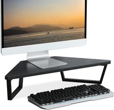 TEAMIX 26 inch Triangle Monitor Stand Riser, Desktop Corner Shelf with Black  picture