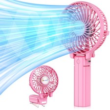 VersionTECH. Portable Handheld Fan, Powerful+Durable+4000mAh+180° small, Pink picture