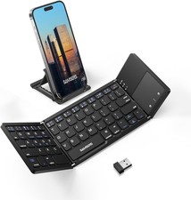 Samsers Multi-Device Foldable Bluetooth Keyboard w/ Touchpad Rechargeable Dongle picture