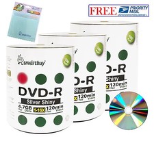 300 Pack Smartbuy DVD-R 16X 4.7GB Shiny Silver Blank Disc+FREE Micro Fiber Cloth picture