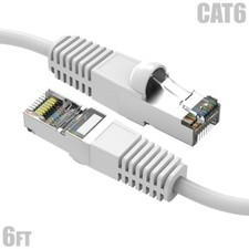 6FT Cat6 RJ45 Network LAN Ethernet Modem SSTP Shielded Patch Cable 26AWG White picture