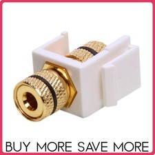 Speaker Keystone Jack - Banana Jack Coupler with Black Ring for Wall Plate White picture