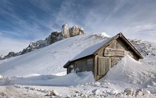 Landscape snow mountains italy dolomites nature hut Custom Gaming Mat Desk picture