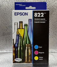 Genuine Epson 822 Standard Color Ink Cartridge Pack Cyan Magenta Yellow T822520 picture