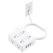 Surge Protector Power Strip 10 Ft Cord Olcorife Ultra Thin Flat Plug Extension picture