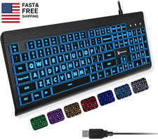 X9 Large Print Backlit Computer Keyboard - Easy to See Big Letters - Lighted USB picture