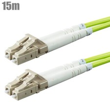 15M LC/UPC To LC/UPC Fiber Optic Multi-Mode Duplex 50/125 Patch Cable OM5 Green picture