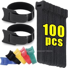 10-100 PCS Cable Straps Wire Cord Hook Loop Ties Reusable Organizer Laptop picture