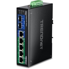7-Port Industrial Gigabit PoE+ DIN-Rail Switch, TI-PG62, 120W PoE Power Budget, picture