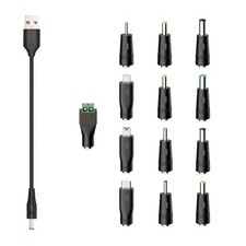 1*USB to DC 5V Power Cord, Universal DC 5.5x2.1mm Cable with 13 Connectors picture