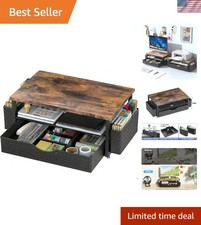 Elegant Ergonomic Desk Organizer & Monitor Stand Riser with Drawer + Pen Holders picture