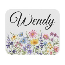 Personalized Floral Name Mouse Pad | Watercolor Wildflowers picture