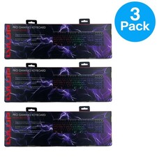 LVLUP Pro Gaming Keyboard with LED Backlit Keys - Rainbow RGB - 3 Pack Bundle picture