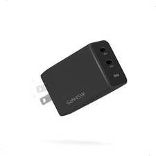GaN Universal USB-C Charger Block, Power Delivery, Folding Prongs, 45W Black picture