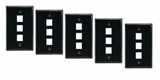 5 Pcs 3 Port Hole Keystone Snap In Insert Jack HDMI RJ45 1-Gang Wall Plate Black picture