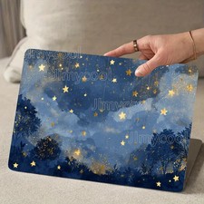 2Pcs Night Sky Tree Design Beige Scratch-proof PVC Laptop Skin picture