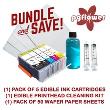 Edible Ink Cartridges 280-281, Wafer Paper & Cleaning Kit for Canon 6120 6220 picture