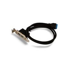 1.6ft Low Profile USB 3.0 Panel Mount Dual Port 20 Pin Header Cable 1U - Black picture