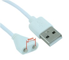3ft USB 2.0 Type A Male to 2 Pin 8mm Magnetic Power Cable  White picture
