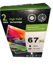 67XL High Yield Ink Cartridge Black/Color Combo replacement for HP picture