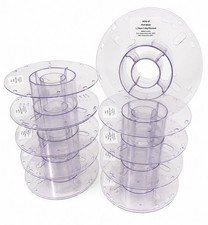Empty Plastic Spools 10 Pack Clear Reusable Wire Cable Rope Cord Reel Organizer picture